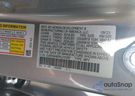 2024 Honda Cr-V Sport-L from USA, damaged, VIN 5J6RS6H80RL010287